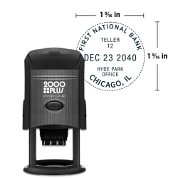 Custom 2000 Plus® PrintPro™ Self-Inking Date Stamp, Light Duty, R40D/Circle, 1-9/16", 1- Or 2-Color
