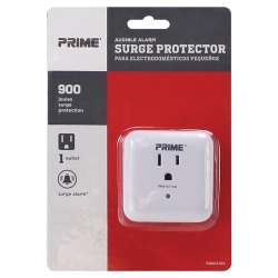 Prime 1-Outlet Wall Tap With 900-Joule Surge Protection And End Of Service Alarm, White, PB802105