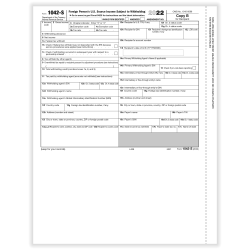 ComplyRight™ 1042-S Tax Forms, Copy B, Laser, 8-1/2" x 11", Pack Of 100 Forms