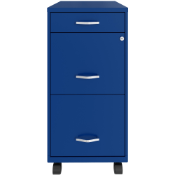 Realspace® SOHO Organizer 18"D Vertical 3-Drawer Mobile File Cabinet, Blue