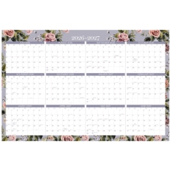 Mead Cambridge® Tea Rose 2026-2027 Erasable Wall Calendar, Reversible Academic Year/Regular Year, Extra Large, 24" x 36"