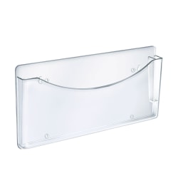 Azar Displays Single-Pocket Wall File with Pen Pocket, 7''H x 13.5''W x 1''D, Clear, Pack Of 2