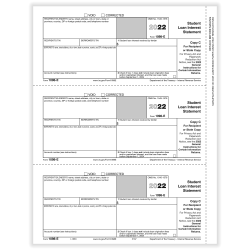 ComplyRight™ 1098-E Tax Forms, 3-Up, Recipient Copy C And/Or State Copy, Laser, 8-1/2" x 11", Pack Of 150 Forms
