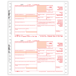 ComplyRight™ 1098 Tax Forms, 3-Part, Copies A, B, C, 1-Wide, Continuous, 9" x 11", Pack Of 100 Forms