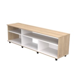 Inval Elegant 70" TV Stand With Open Shelving, 18-13/16"H x 62-15/16"W x 14-3/4"D, Sand/White