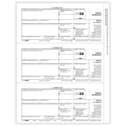 ComplyRight™ 1098-T Tax Forms, 3-Up, Student Copy B, Laser, 8-1/2" x 11", Pack Of 150 Forms