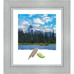 Amanti Art Rectangular Wood Picture Frame, 27" x 31" With Mat, Romano Silver
