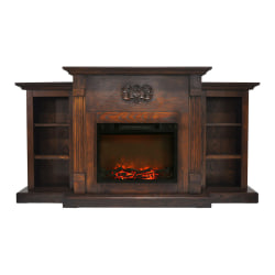 Cambridge® Sanoma Electric Fireplace With Built-In Bookshelves And Charred Log Insert, Walnut