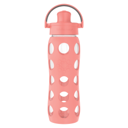 LifeFactory Glass Water Bottle With Active Flip Cap And Protective Silicone Sleeve, 22 Oz, Cantaloupe