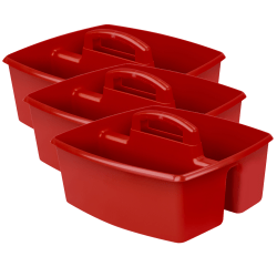 Storex Large Caddies, 6-3/8"H x 11"W x 13"D, Red, Pack Of 3 Caddies