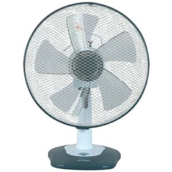 Optimus Oscillating Table Fan With Soft-Touch Switch, 13" x 12", White/Gray