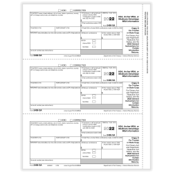 ComplyRight™ 5498-SA Tax Forms, Copy C, 3-Up, Laser, 8-1/2" x 11", Pack Of 150 Forms