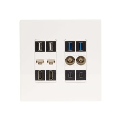 Tripp Lite 12-Port Double-Gang Universal Keystone Wall Plate, Cat5e/6/6a, USB, HDMI, DisplayPort, White, TAA - Faceplate - wall mountable - white - 2-gang - 12 ports - TAA Compliant