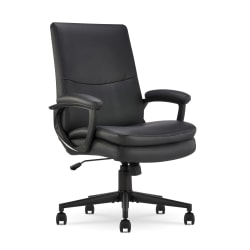 Serta® Comfort Modern Ergonomic Bonded Leather High-Back Executive Office Chair, Black