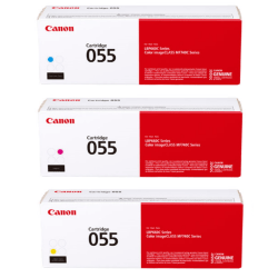 Canon® 055 Cyan, Magenta, Yellow Toner Cartridges Combo, Pack Of 3, 3015C001,3014C001,3013C001
