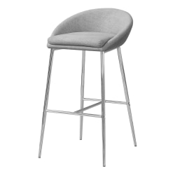 Monarch Specialties Bar Stools, Gray/Chrome, Pack Of 2 Stools