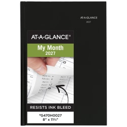 AT-A-GLANCE® DayMinder® 2027 Monthly Planner, Hardcover, Black, Large, 8" x 11 3/4"