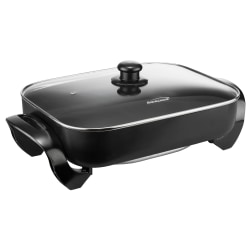 Brentwood 16" Electric Skillet With Glass Lid, 7-1/2"H x 12-1/4"W x 21"D, Black