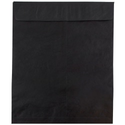 JAM Paper® Tyvek® Open-End 11-1/2 x 14-1/2" Envelopes, Gummed Closure Black, Pack Of 25 Envelopes