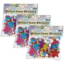Ready 2 Learn Glitter Foam Stickers, Stars, Multi Glitter, 168 Stickers Per Pack, Set Of 3 Packs