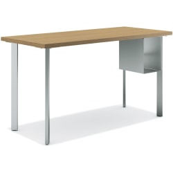 HON® Coze 54"W Table Writing Desk With U-Storage, Natural Recon/Silver