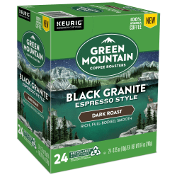 Green Mountain Coffee® Single-Serve Coffee K-Cup®, Black Granite Espresso, Carton Of 24 Pods