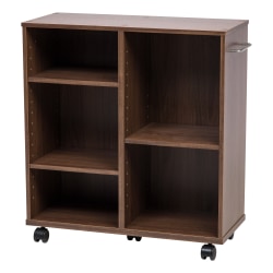 IRIS 26"H 5-Shelf Wide Rolling Shelves, Dark Brown
