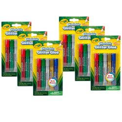 Crayola Washable Glitter Glue, Bold, 5 Per Pack, Set Of 6 Packs