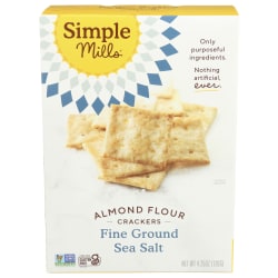 Simple Mills Almond Flour Crackers, Fine Ground Sea Salt, 4.25 Oz, Total Qty 6