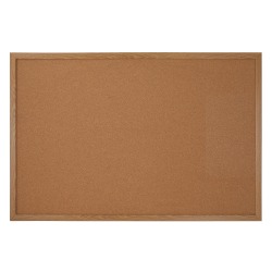Office Depot Brand Cork Bulletin Board, 24" x 36", Wood Frame With Oak Finish
