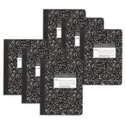 Roaring Spring Paper Products Composition Book, 5x5 Graph, 9-3/4" x 7-1/2", 80 Sheets, Black Marble, Pack Of 6