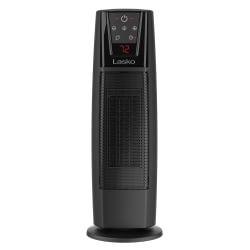 Lasko 1500W Digital Ceramic Tower Heater With Remote Control, 20-7/16"H x 7"W x 7"D, Black