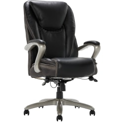 Serta® Smart Layers™ Hensley Big & Tall Ergonomic Bonded Leather High-Back Chair, Black/Silver