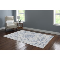 Linon Washable Indoor Rug, Treville, 5' x 7', Gray/Ivory