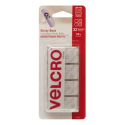 VELCRO® Brand Sticky Back Fastener Squares, 7/8" x 7/8", White, Pack Of 32