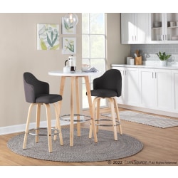 LumiSource Ahoy Fabric Counter Stools, Charcoal/Chrome/Natural, Set Of 2 Stools
