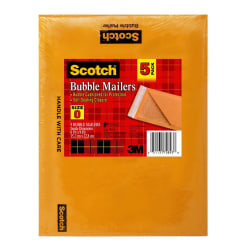 Scotch® 100% Recycled Padded Mailers, 6" x 9", Tan, Pack Of 5
