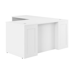 Bush Business Furniture Hampton Heights 60"W Executive L-Shaped Desk, White, Standard Delivery