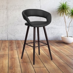 Flash Furniture Brynn Series Contemporary Vinyl Rounded Back Bar Stool, Cappuccino/Black