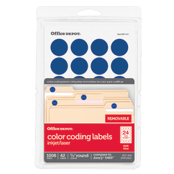 Office Depot® Brand Removable Round Color-Coding Labels, OD98790, 3/4", Dark Blue, Pack Of 1,008