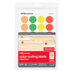 Office Depot® Brand Removable Round Color-Coding Labels, OD98789, 3/4", Assorted Fluorescent Colors, Pack Of 1,008