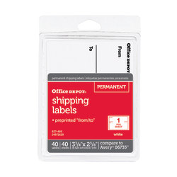 Office Depot® Brand To/From Shipping Label Pad, OD98806, Rectangle, 3 3/4" x 2 5/8", White, Pack Of 40