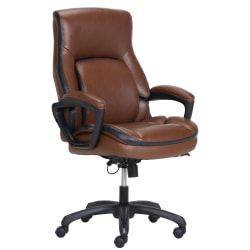 Shaquille O'Neal™ Amphion Ergonomic Bonded Leather High-Back Executive Chair, Brown/Black