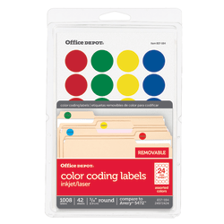Office Depot® Brand Removable Round Color-Coding Labels, OD98785, 3/4", Assorted Colors, Pack Of 1,008