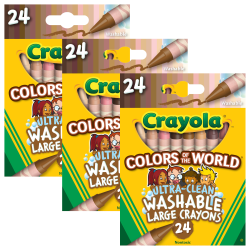 Crayola Large Crayons, Colors of the World, 24 Crayons Per Box, Set Of 3 Boxes