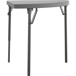 Dorel Zown Classic 24" Corner Blow Mold Fold Table - Half Moon Top - 3 Legs - 200 lb Capacity - 29.5"W x 29.2"D x 29.5"H, Gray, 2 / Carton