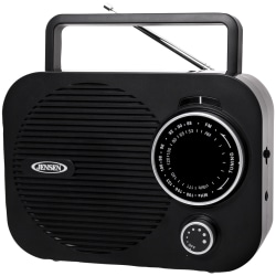 JENSEN MR-550 Portable AM/FM Radio With Telescoping Antenna, 5-9/16"H x 7-1/8"W x 3-3/16"D, Black