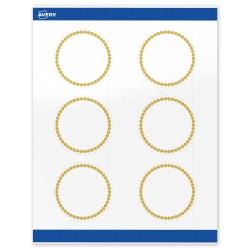 Avery® Print-To-The-Edge Labels With Sure Feed® Technology, S00-DJ9-PRWGP10, Round, 3", Glossy White, Preprinted Gold Beads Design, Pack Of 60