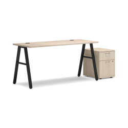 HON Mod 60"W Desk, Desert Oak/Black