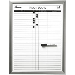 SKILCRAFT Quartet In/Out Board - 18"x24" , 29 Person Board - 18" (1.5 ft)x 24" (2 ft) - Painted Steel Aluminum Frame - 5680403
